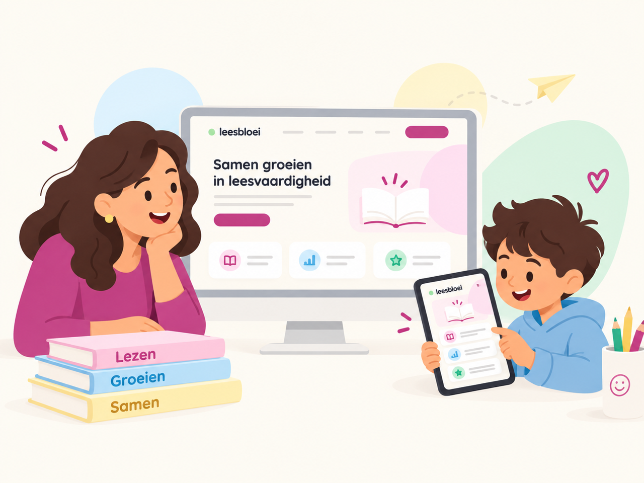 Kinderen en leerkracht groeien samen met leesplezier